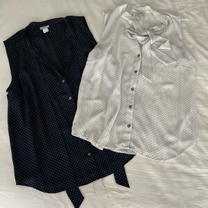 J crew tie neck sleeveless blouses